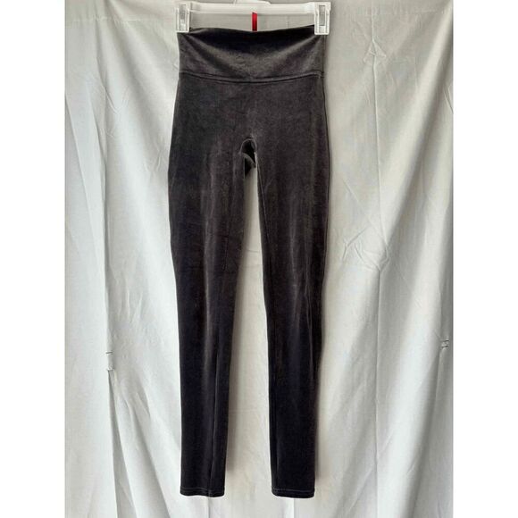 Spanx Crushed Velvet Legging in Dark Grey Size Small - Picture 1 of 2